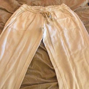 Roxy white linen pants size S